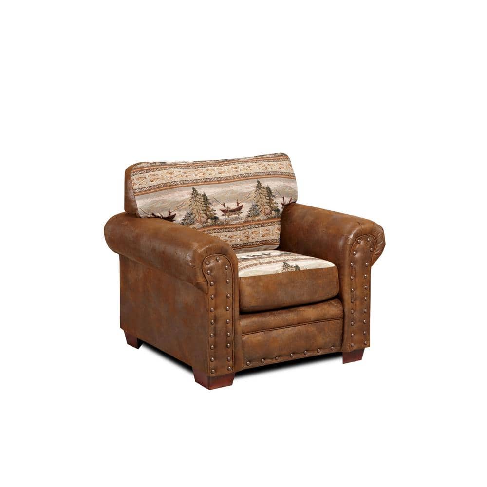 American Furniture Classics Alpine Lodge Tapestry Rustic Upholstered Chair 850160 The Home Depot