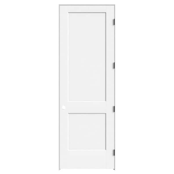 32 in. x 96 in. 2-Panel Logan Left-Hand Hollow Core Primed Composite Single Prehung Interior Door with Black Hinges