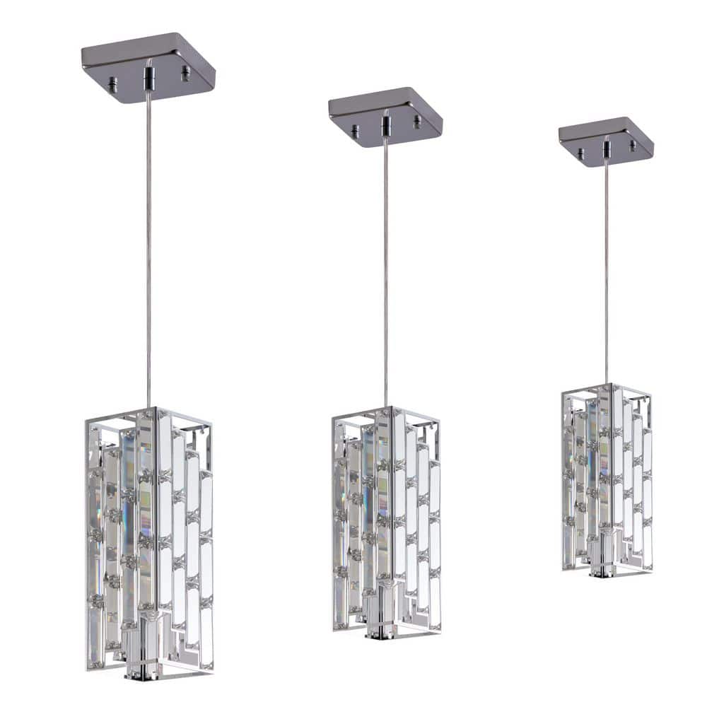 1-Light Chrome Hanging Pendant Light Fixture with Crystal Prism Shade (3-Pack) price history on PriceWatchPro