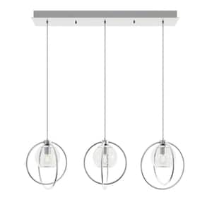 Jamie 3-Light Satin Nickel, Clear Shaded Pendant Light with Clear Glass Shade
