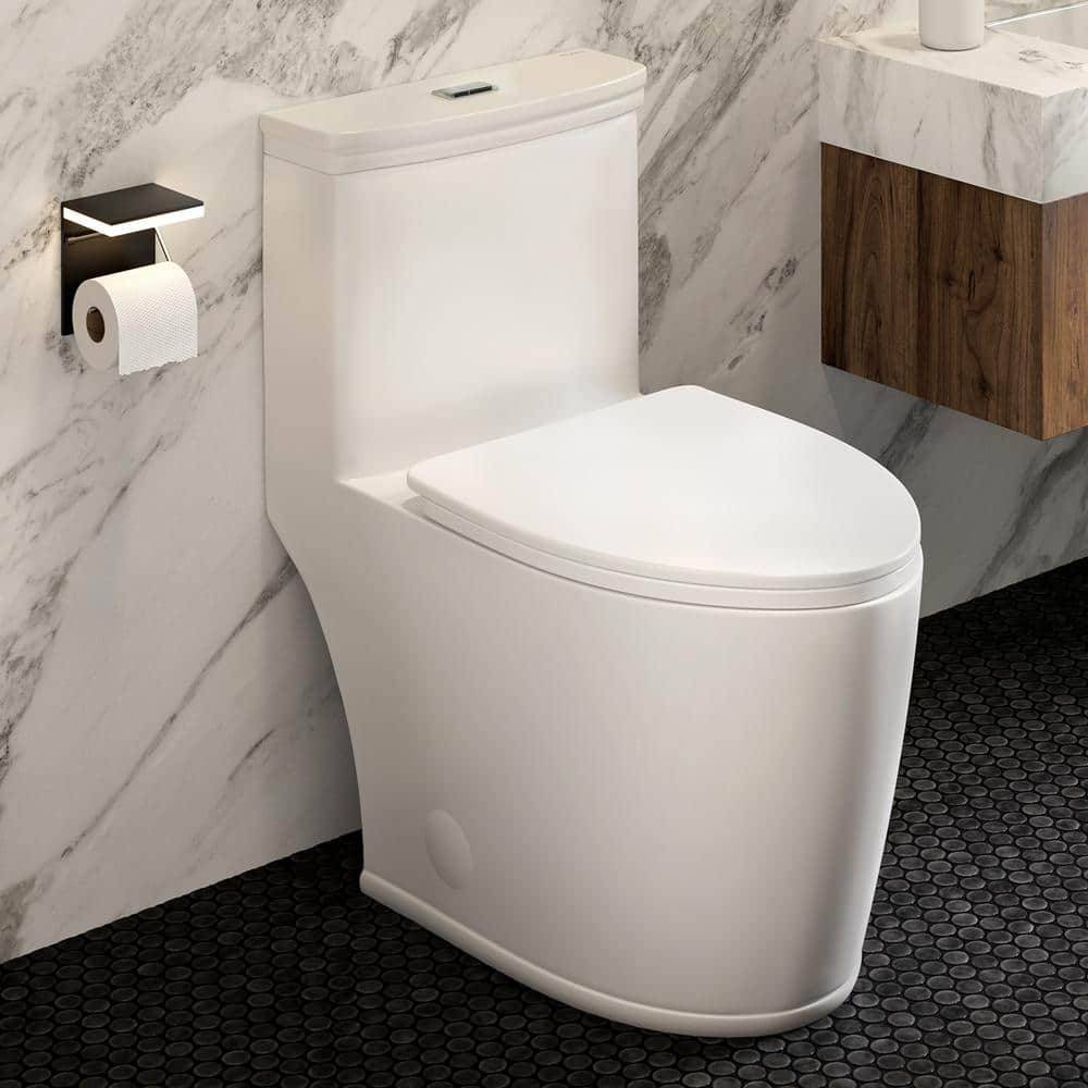 Swiss Madison Beau 1-Piece 1.1/1.6 GPF Dual Flush Elongated Toilet in White Seat Included