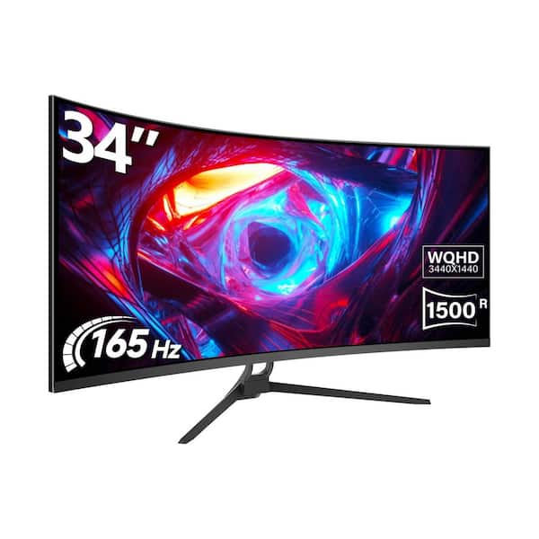 34 Inch Ultrawide Curved Gaming Monitor 1500R 165Hz UWQHD 3440x1440 FreeSync HDR Wallmount Support