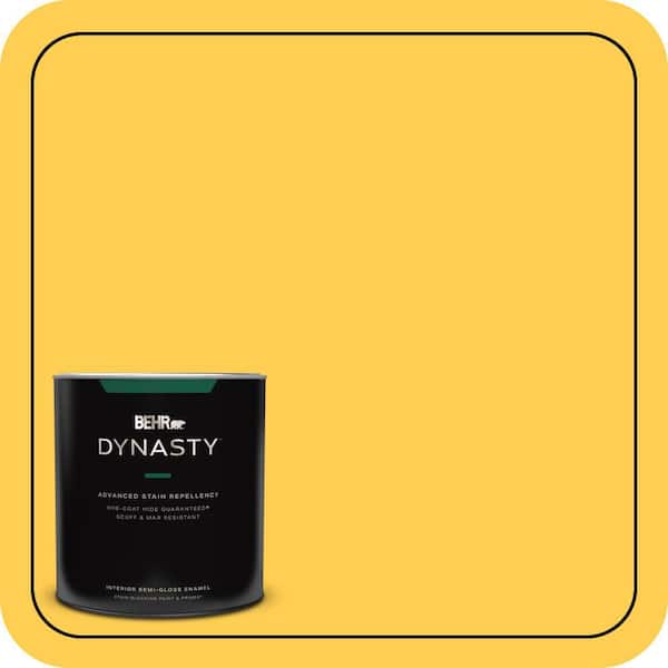 BEHR DYNASTY 1 qt. #T16-05 Canary Diamond Semi-Gloss Enamel Interior Stain-Blocking Paint and Primer
