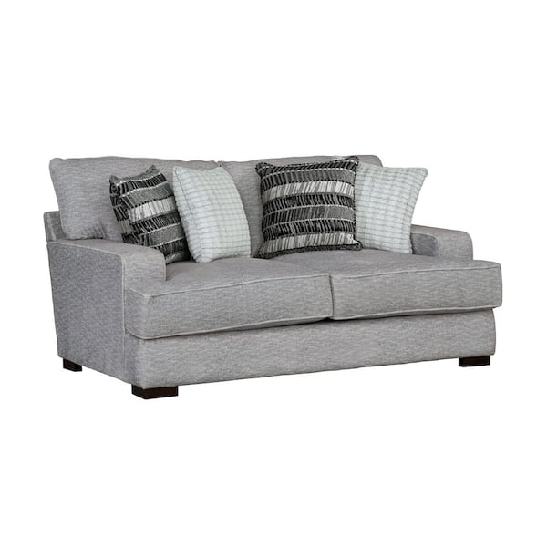 Furniture of America Niel 78 in. Gray Solid Fabric 2-Seater Loveseat With T Seat Cushions