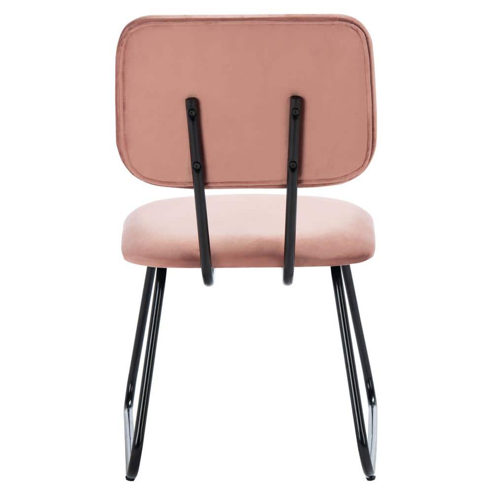 Chavelle Dusty Rose Velvet Upholstered Side Chair with Matte Black Frame