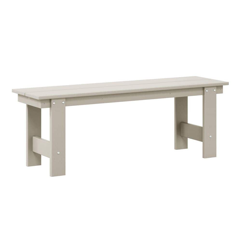 Shoreside Outdoor Patio 48" Plastic All Weather Porch Picnic Bench in Sand