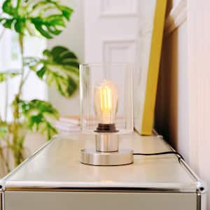 Sutton Place 8.5 in Brushed Nickel Table Lamp with Clear Glass Shade