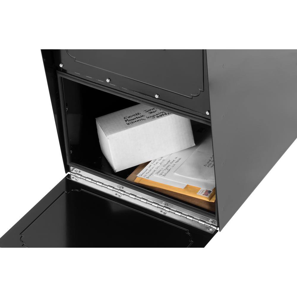 Extra Large Black Steel Locking Post Mount Mailbox