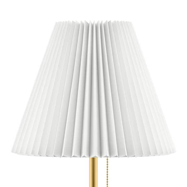 Vintage Pleated Fabric Round Metal Base 1-Light Table Lamp – BulbSquare