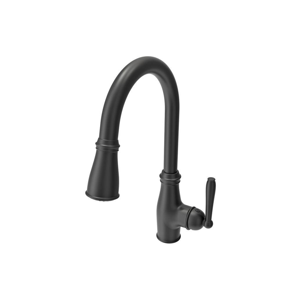 Belsena Matte Black Brass Pull-down Kitchen Faucet with Spray