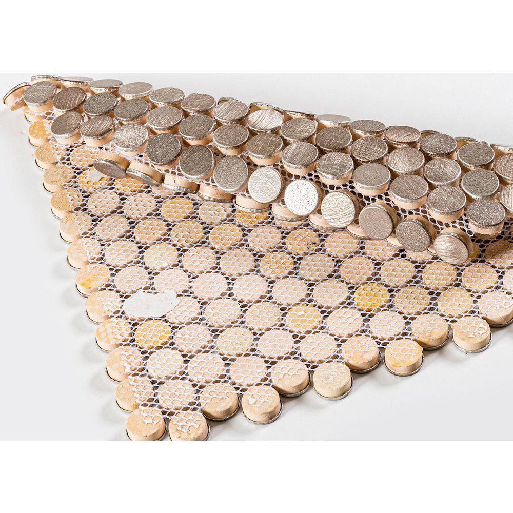 Limelight Silver and Gold Metal Penny Round Mosaic Tile