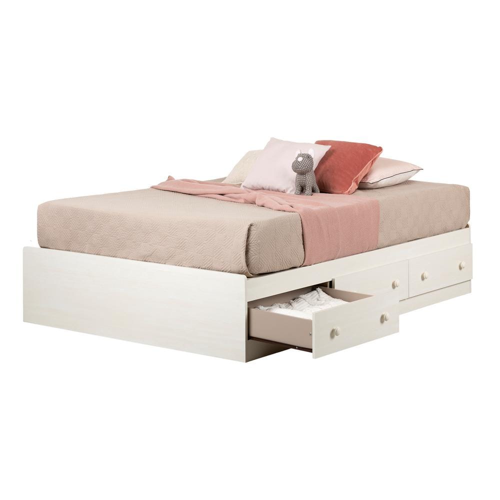 Summer Breeze White Wash Full Storage Bed -  South Shore, 3210211