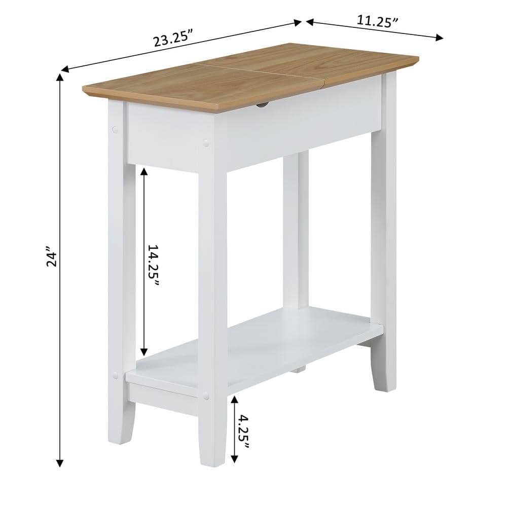 Driftwood and White Flip Top End Table with Charging Station