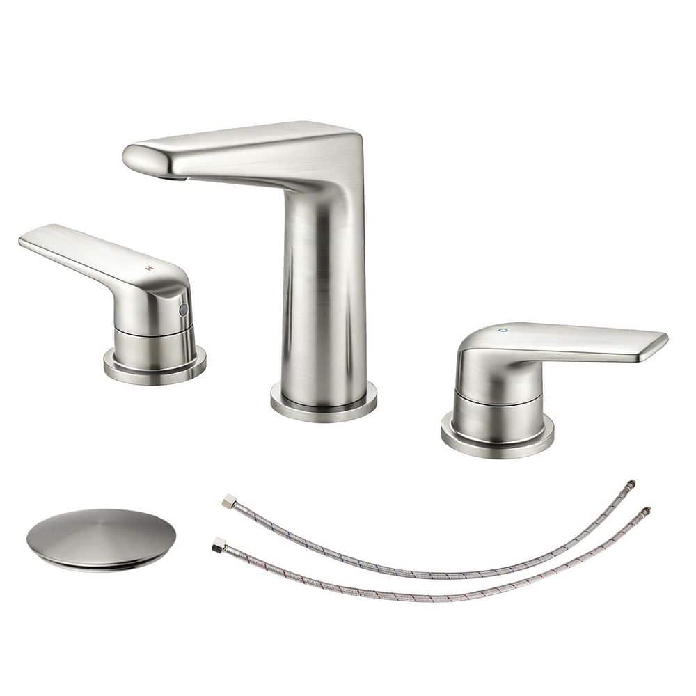 6.56 in. H 8 in. Widespread Double Handle Bathroom Faucet with Pop Up Drai in Brushed Nickel price history on PriceWatchPro