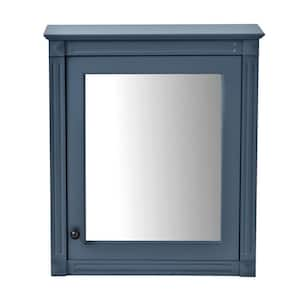 24 in. W x 28 in. H Wall Mounted Rectangular MDF Medicine Cabinet with Mirror in Blue, Adjustable Shelves