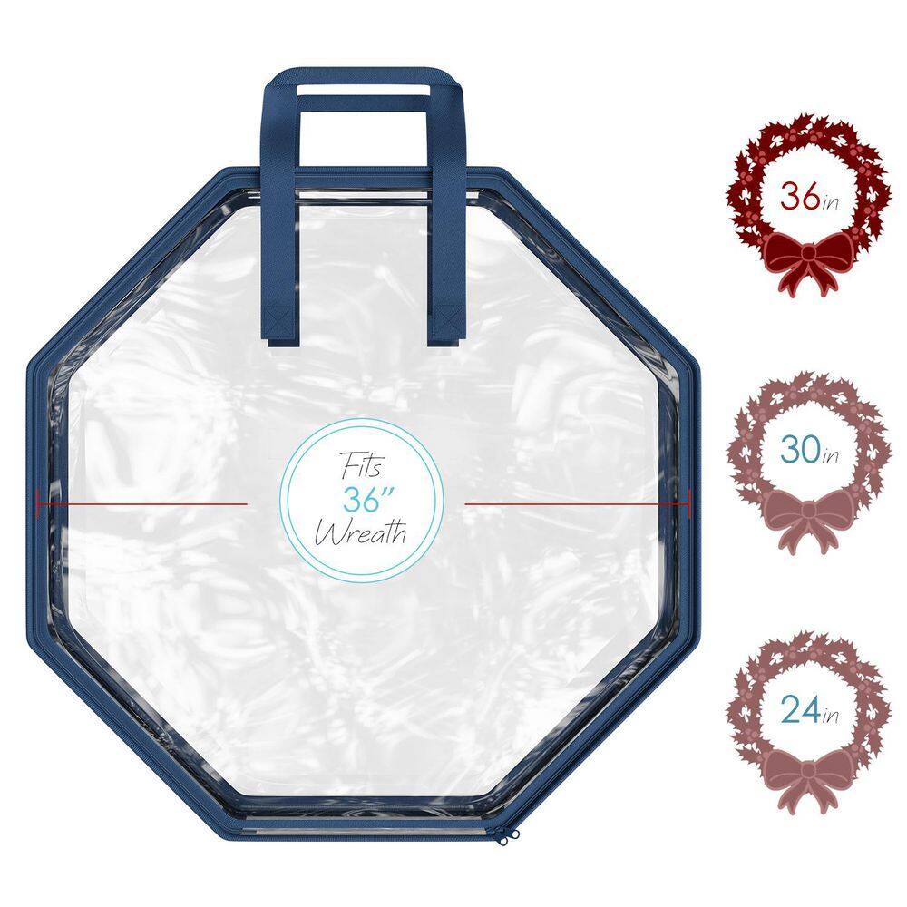 36 in. Blue PVC Wreath Storage Container-2-Pack