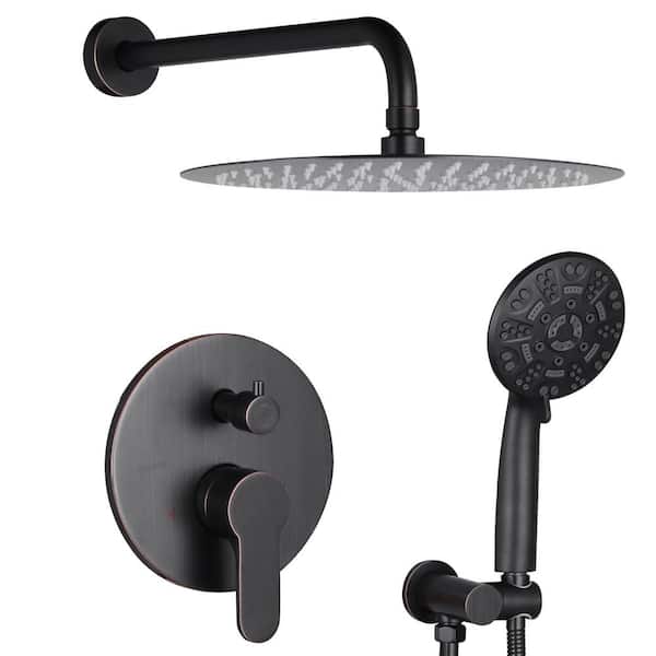 WOWOW 9-Spray Patterns with 1.8 GPM 10 in. Wall Mount Rain Fixed Shower Heads in 10 in. Oil Rubbed Bronze