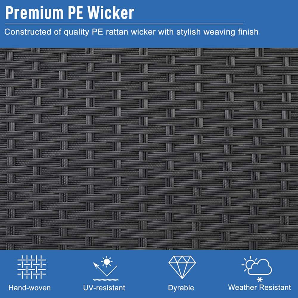 Black Wicker and Plastic Large Outdoor Deck Box
