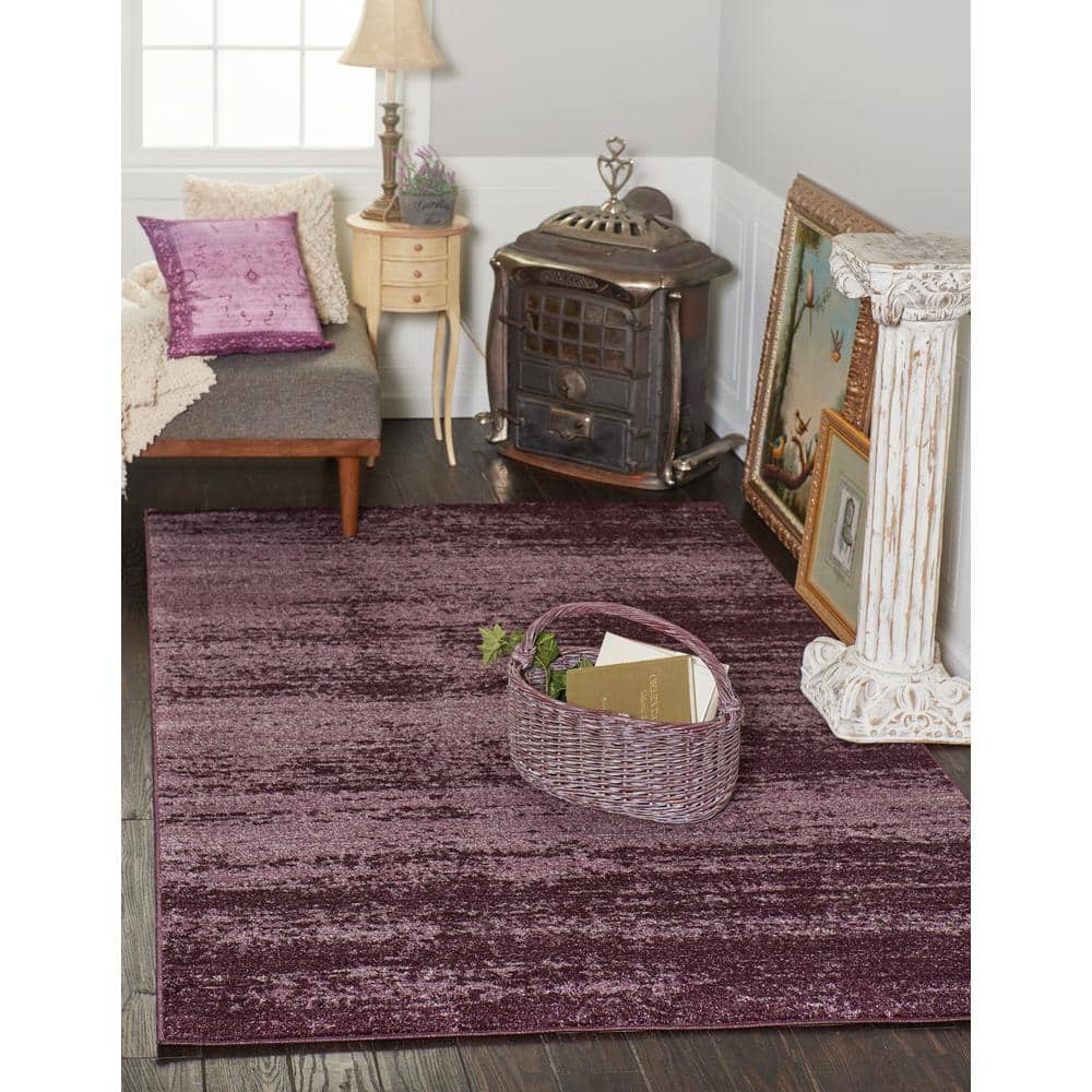 Violet Gradient Low Pile Rectangular Area Rug