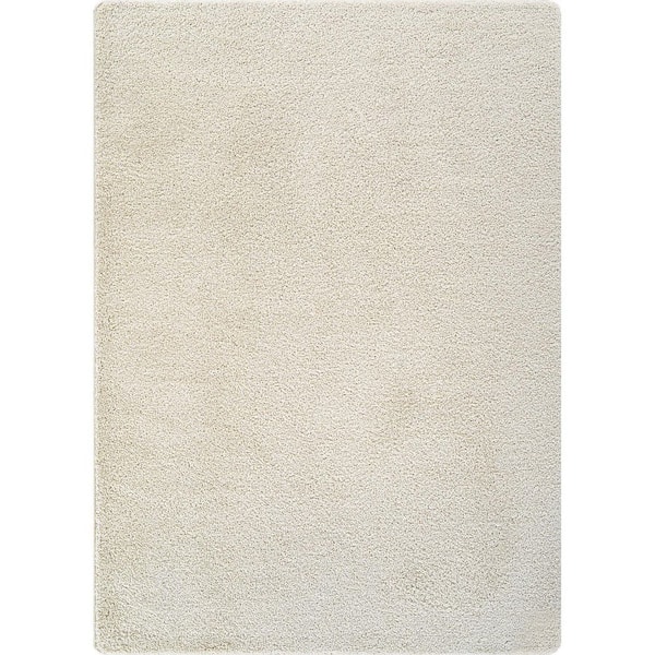 9 ft. x 12 ft. Bone Silky Solid Plus Thick Pile Non Slip Easy Clean Non Shedding Modern Indoor Area Rug