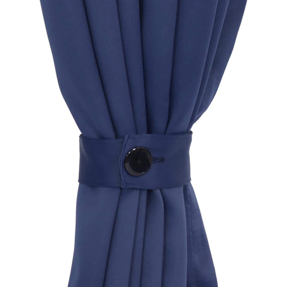 Blue Polyester Fabric Curtain Tiebacks with Resin Buttons - Set of 2