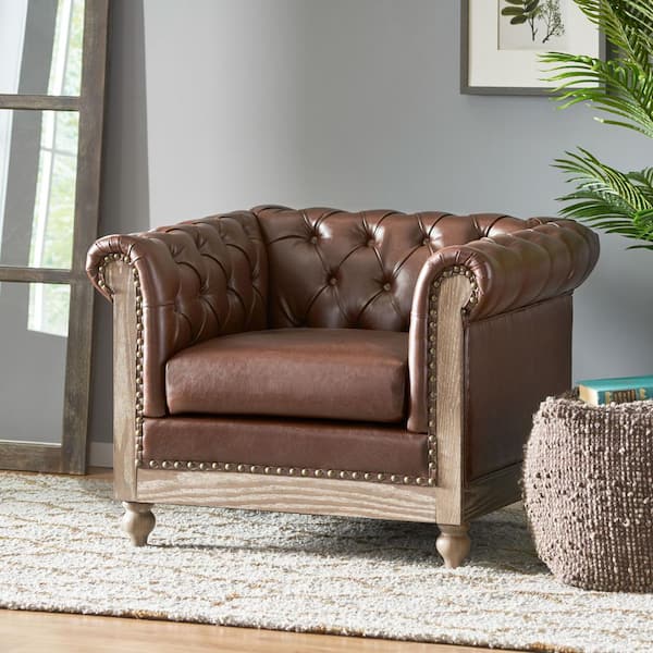 Glencoe Dark Brown Tufted Club Chair