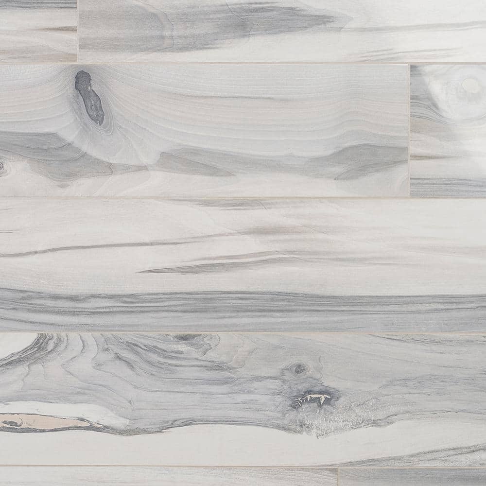 Gray Polished Porcelain Wood Look Floor and Wall Tile