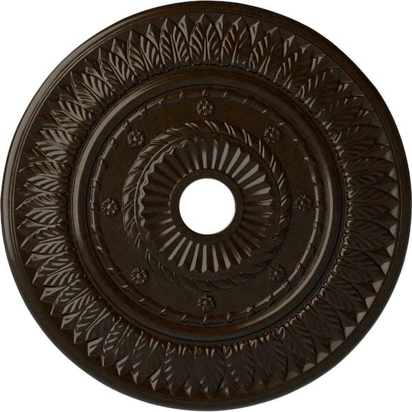 Ekena Millwork 1-1/8 in. x 26-3/4 in. x 26-3/4 in. Polyurethane Leaf Ceiling Medallion, Bronze