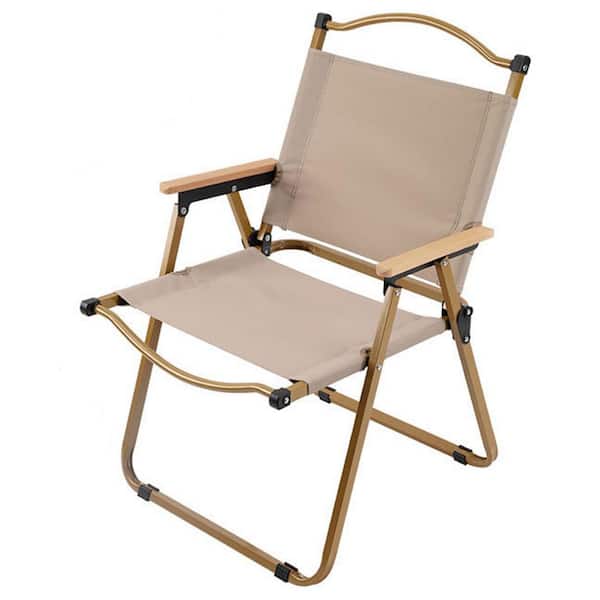 Beige Steel Folding Camping Chair Fishing Chair Beach Chair