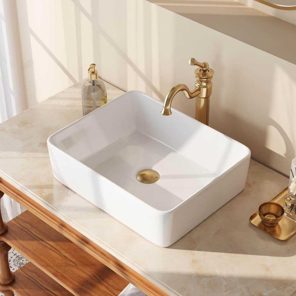 Deervalley 19 In L X 15 In W Rectangular Bathroom Ceramic Vessel Sink