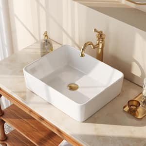DeerValley Ally Rectangular Bathroom Ceramic Vessel Sink Art Basin in White