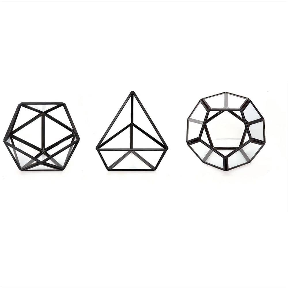 3-Pack 4 in. Mini Glass Tabletop Geometric Container, Modern Desktop Flower Pot Stand Decorative Display Centerpiece price history on PriceWatchPro