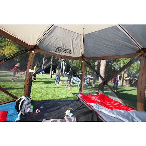 Clam Quickset Sky 6 Side Screen Roof Camper Screen Shelter With Floor And Rain Fly The Home Depot