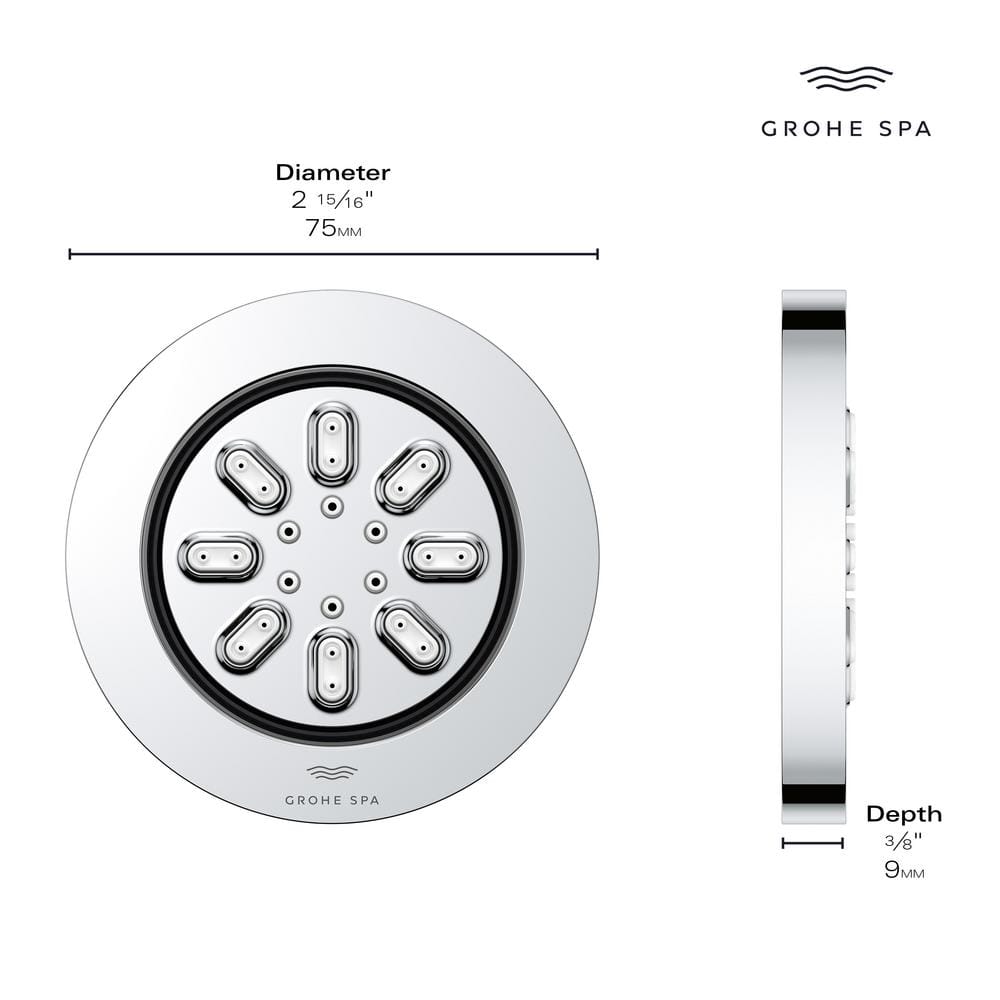 Round Chrome Rainshower Body Spray with Dual Sprays