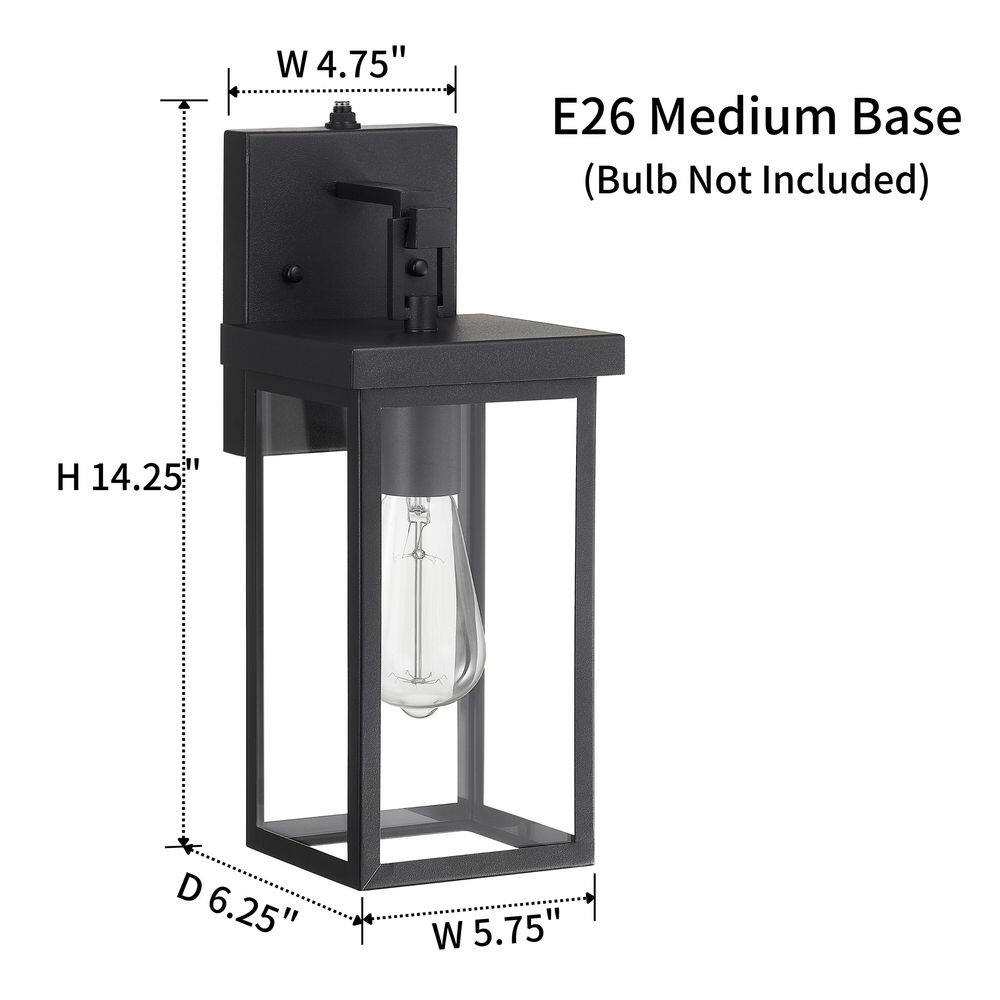 Black Metal and Glass Outdoor Wall Lantern Sconce with Photocell