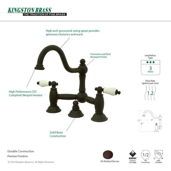 Restoration Bridge 8-in. Widespread 2-Handle Bathroom Faucet in Oil Rubbed Bronze