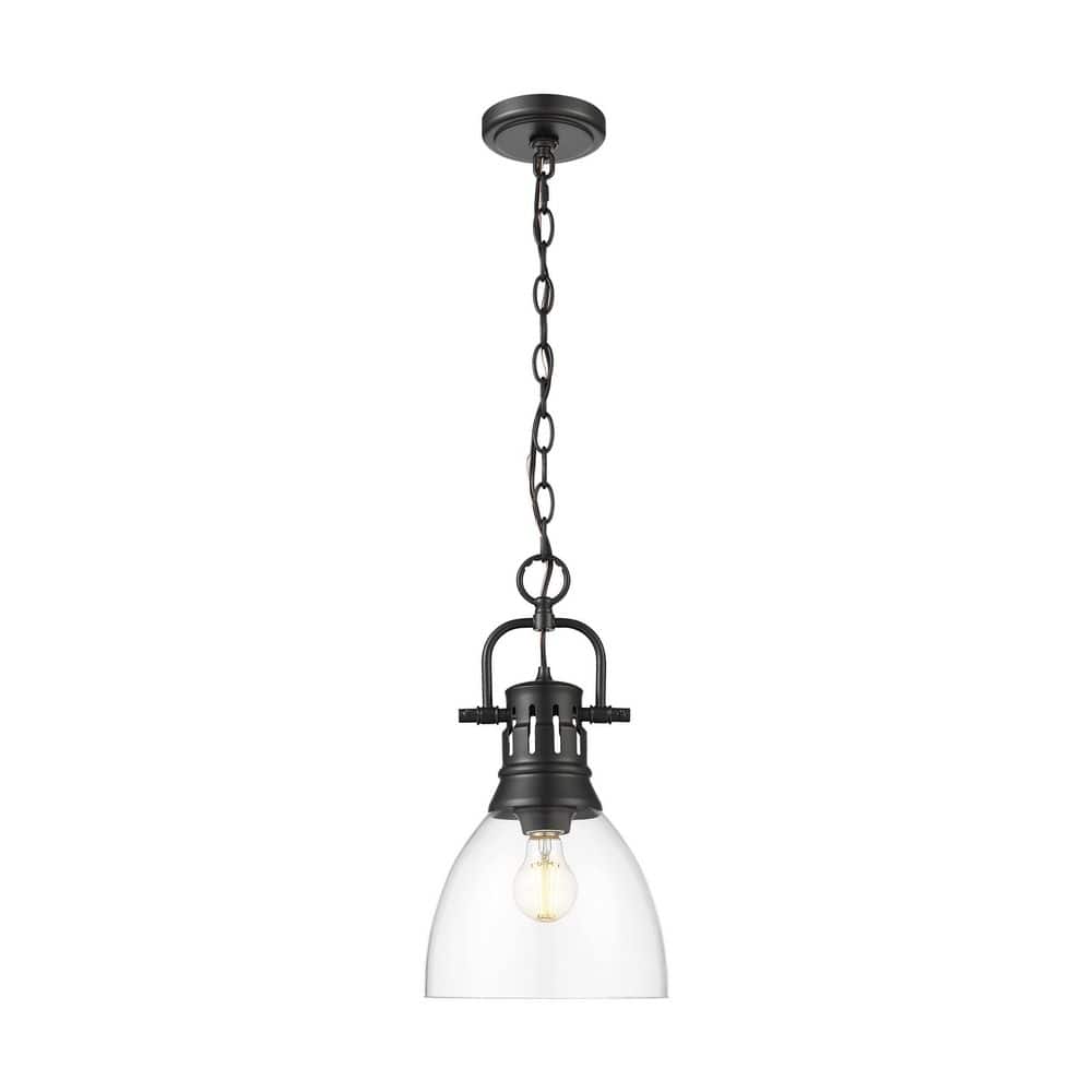 Duncan 100-Watt 1 Light Matte Black Shaded Pendant Light with Clear Glass Shade, No Bulbs Included price history on PriceWatchPro