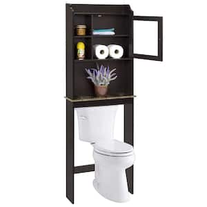 23.2 in. W x 68 in. H x 7.5 in. D Espresso Bamboo Over The Toilet Storage with Adjustable Shelves