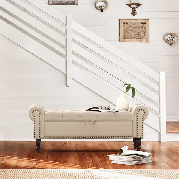 Ivory Room Storage Bench Cassie Ivory Chenille Oak Bench Article