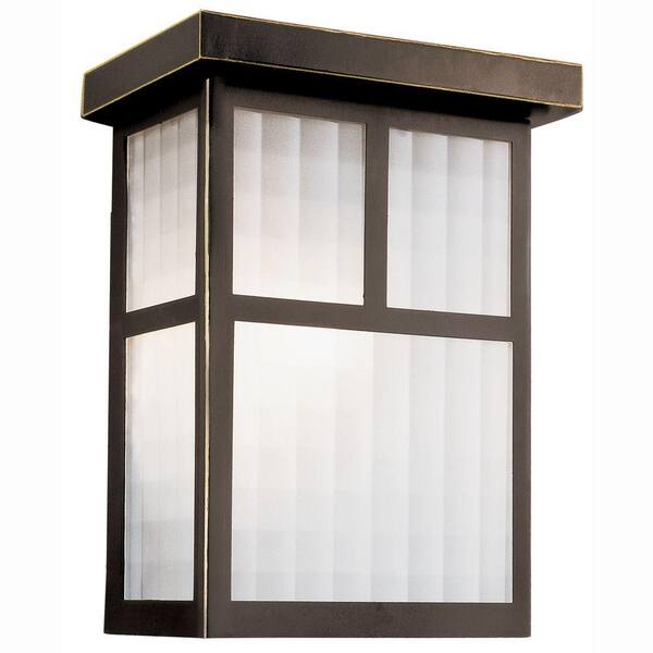 Bel Air Lighting Mariposa 9 in. 1-Light Oiled Bronze Outdoor Wall Sconce with Frosted Glass