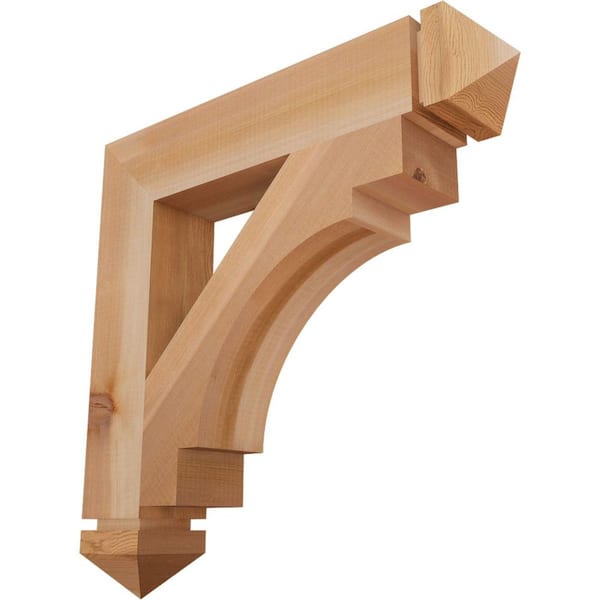 Ekena Millwork 3.5 in. x 22 in. x 22 in. Western Red Cedar Merced Arts and Crafts Smooth Bracket