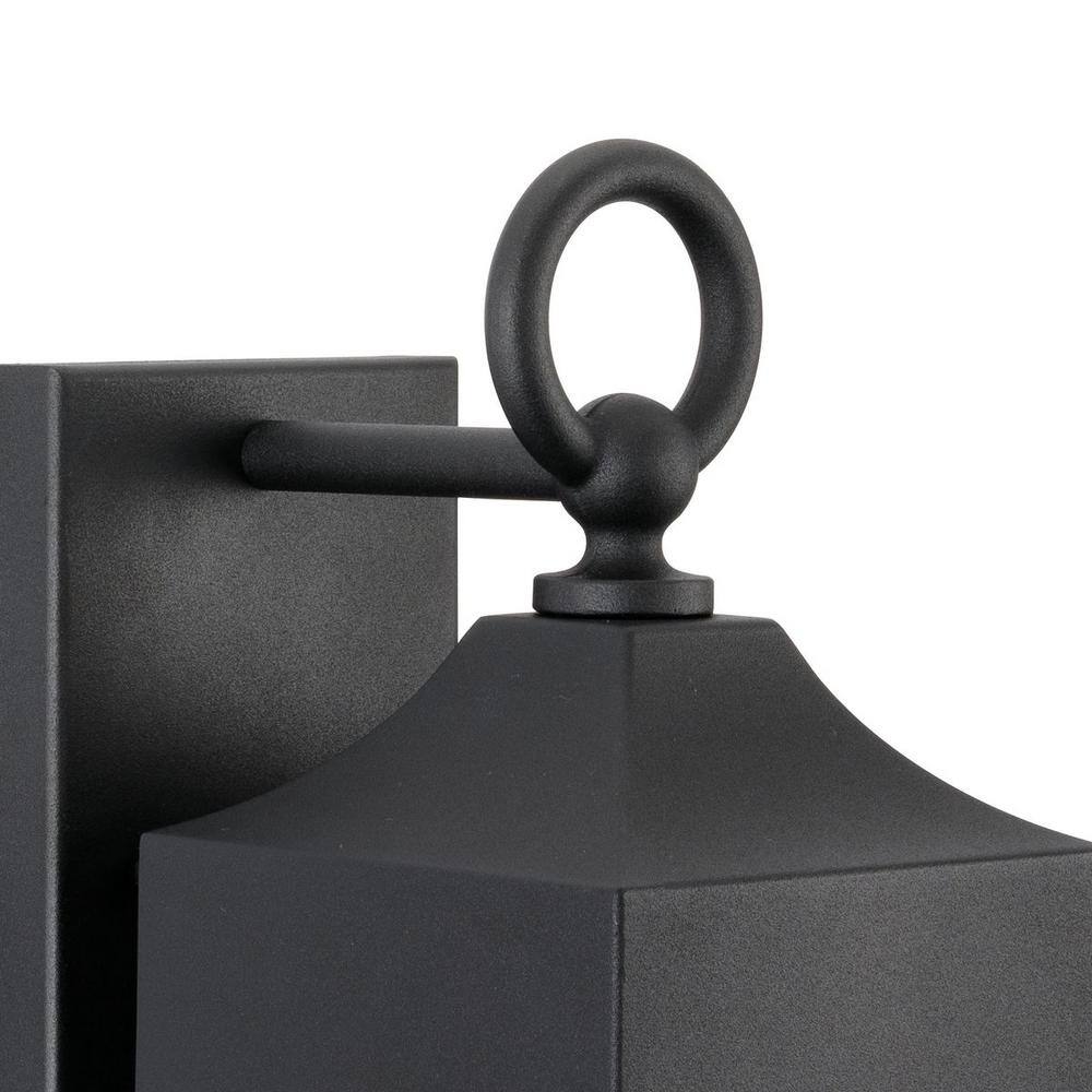 Textured Black and Antique Bronze Outdoor Wall Lantern with Geometric Cage