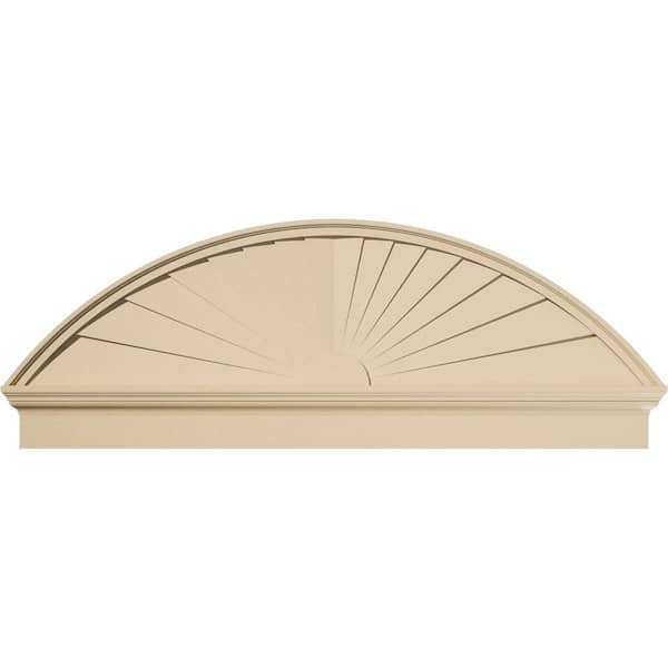 60 in. W x 21-7/8 in. H x 2-3/4 in. P Segment Arch Sunburst Signature Urethane Combination Pediment, Primed Tan