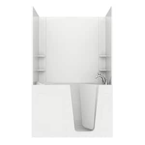 Rampart Nova Heated 5 ft. Walk-in Air Bathtub with Easy Up Adhesive Wall Surround in White