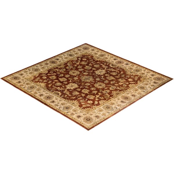 Oushak Brown  8 ft. x 10 ft. Floral Wool Indoor Area Rug
