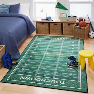 Football Yards Green 3 ft. 4 in. x 5 ft. Whimsical Area Rug