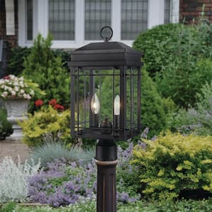 Bel Air 2-Light Black Outdoor Lamp Post Light Fixture with Clear Glass