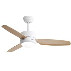 46 in. Indoor Integrated LED Light White Ceiling Fan with Remote Control, 6 Speeds DC Motor and 3 Blades