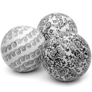 4 in. Black and White Decorative Porcelain Ball Set
