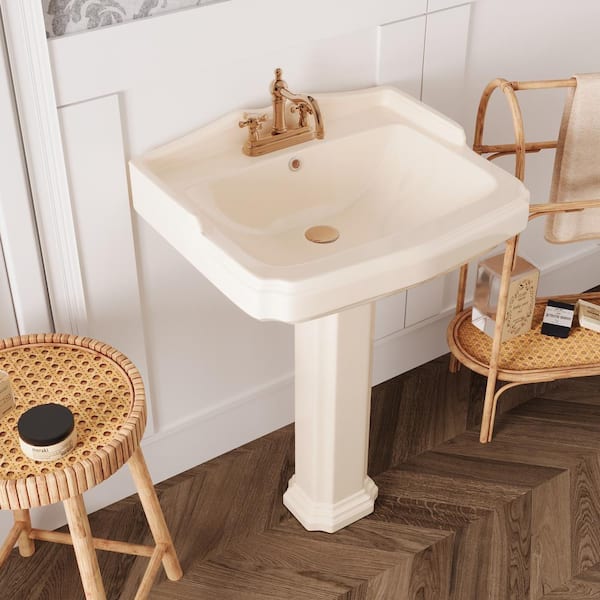 KOHLER Kathryn 27 in. Ceramic Pedestal Sink Basin in White with Overflow Drain KOHLER Kathryn 27 in. Ceramic Pedestal Sink Basin in White with Overflow Drain